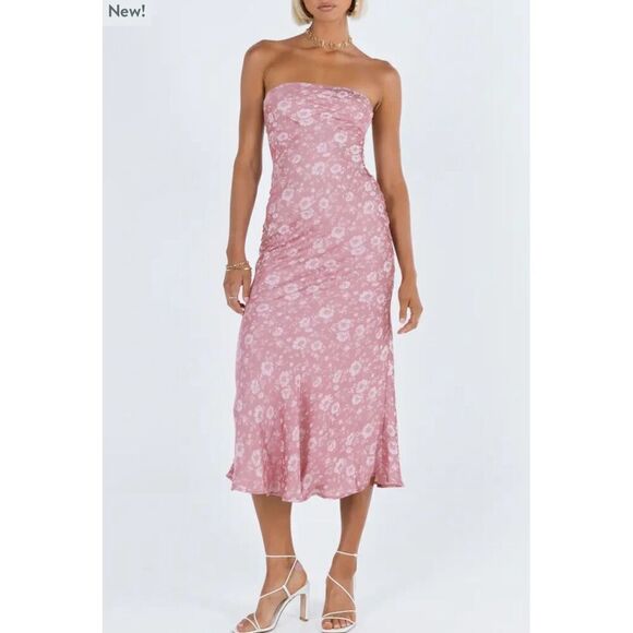 Princess Polly Salvin Floral Strapless Maxi Dress Pink Floral Nwot Size 10 - Picture 2 of 7